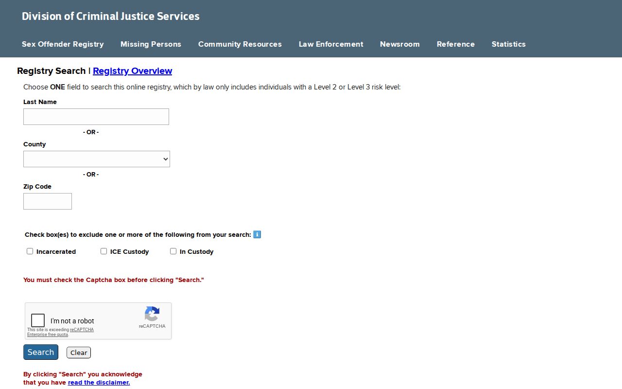 Clarence residents directory public registry search notice