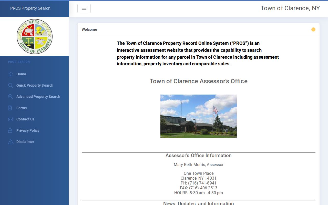 Clarence street directory PROS parcel and assessment search